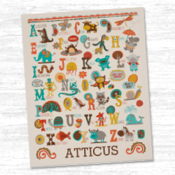 ABC Animal alphabet poster boy personalized