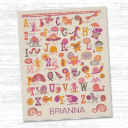 ABC Animal Alphabet Poster girl personalized
