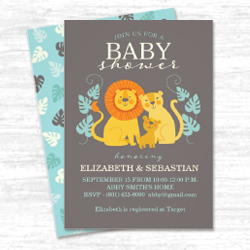 jungle lion safari baby shower invitation